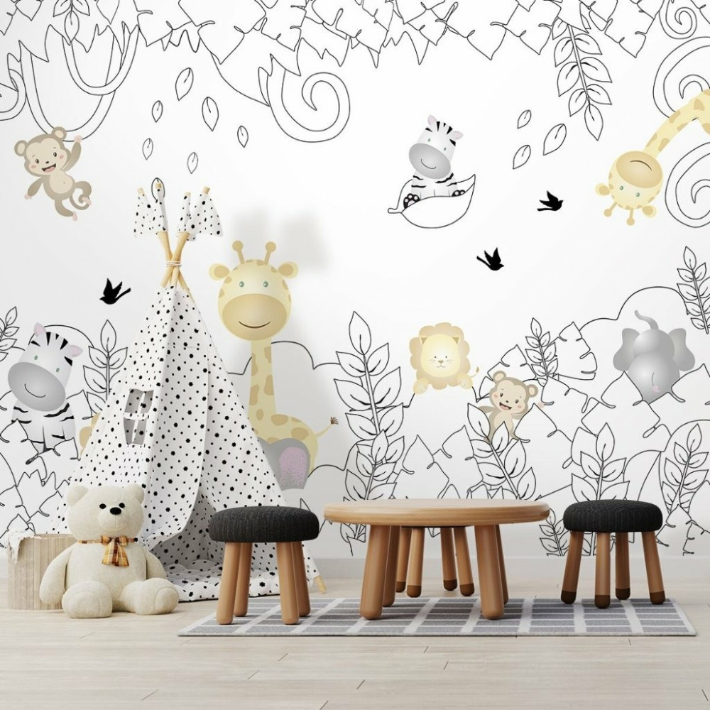 Papel de Parede Personalizado Safári Linhas Pretas