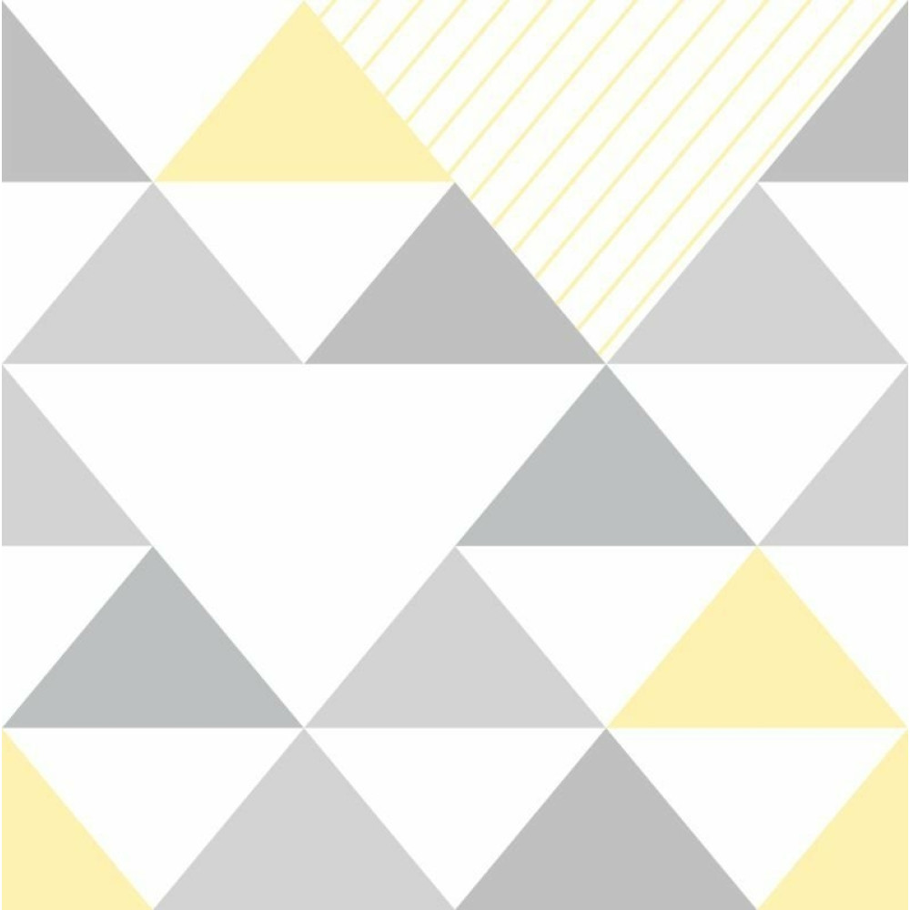 Papel de Parede Geométrico Triângulos Cinza e Amarelo