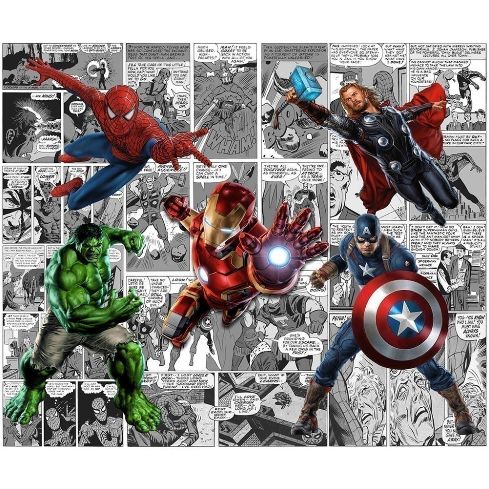 Papel De Parede Personalizado Heróis Marvel 3D