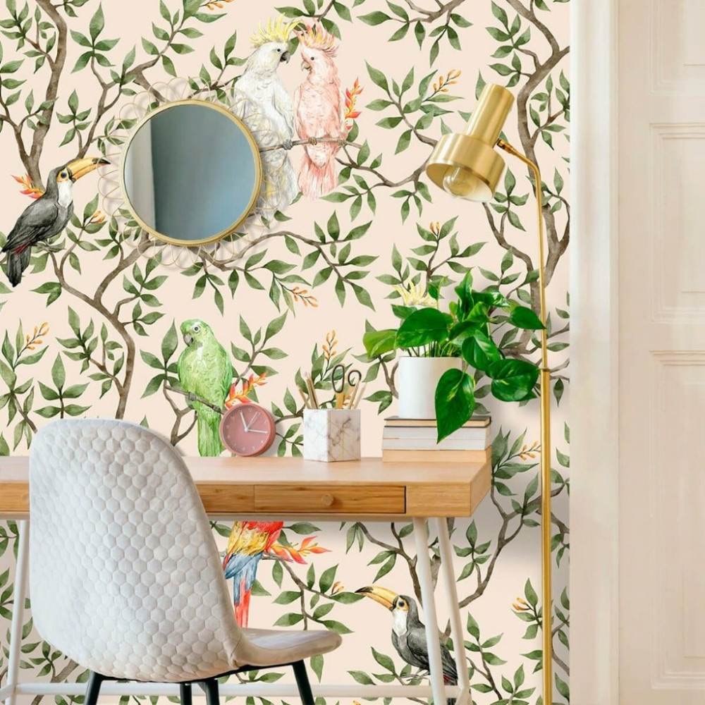 Papel de Parede Personalizado Pássaros Aquarela