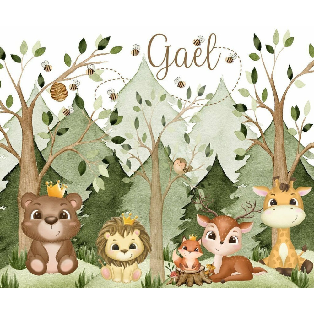 Papel de Parede Personalizado Amigos Animais da Floresta Babys
