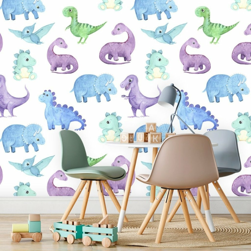 Papel De Parede Personalizado Dinos Colors