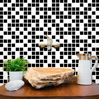 Papel de Parede Pastilhas Preto e Branco