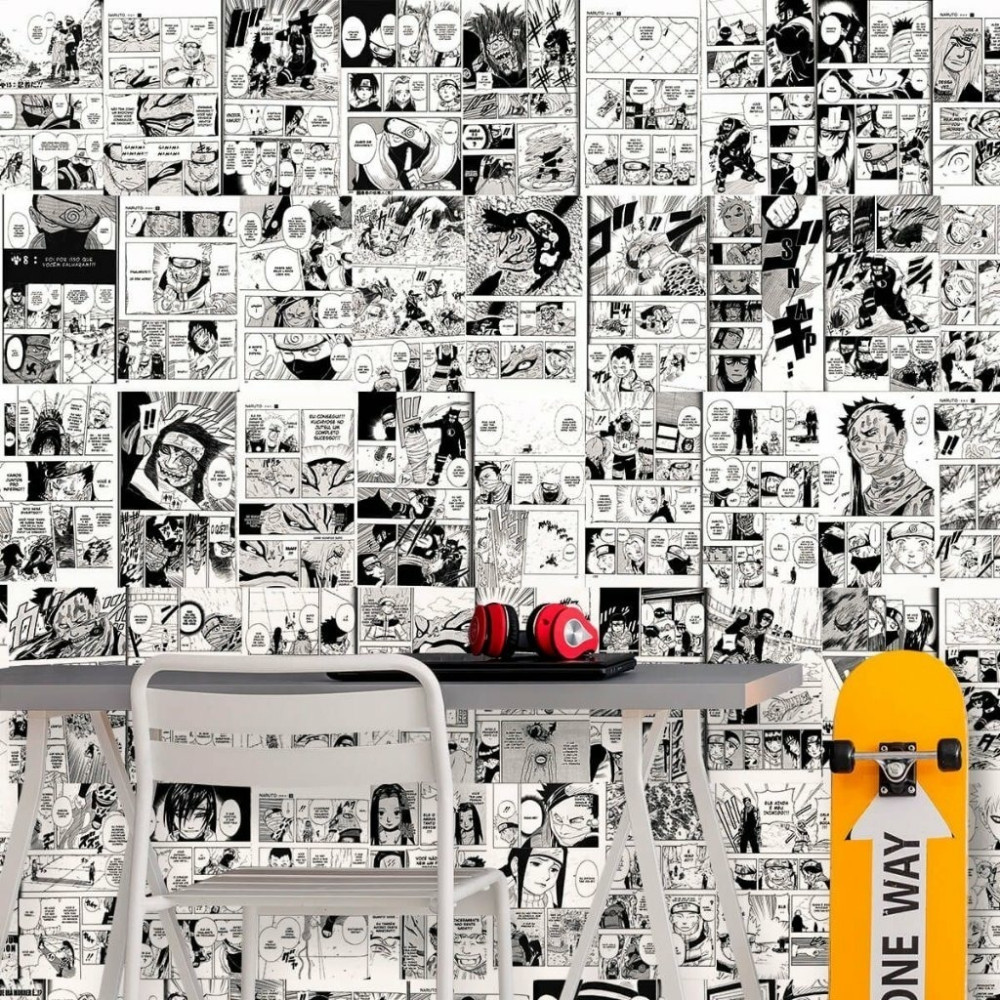 Papel de Parede Personalizado Naruto Anime Preto e Branco Papel de Parede Personalizado Naruto Anime Preto e Branco