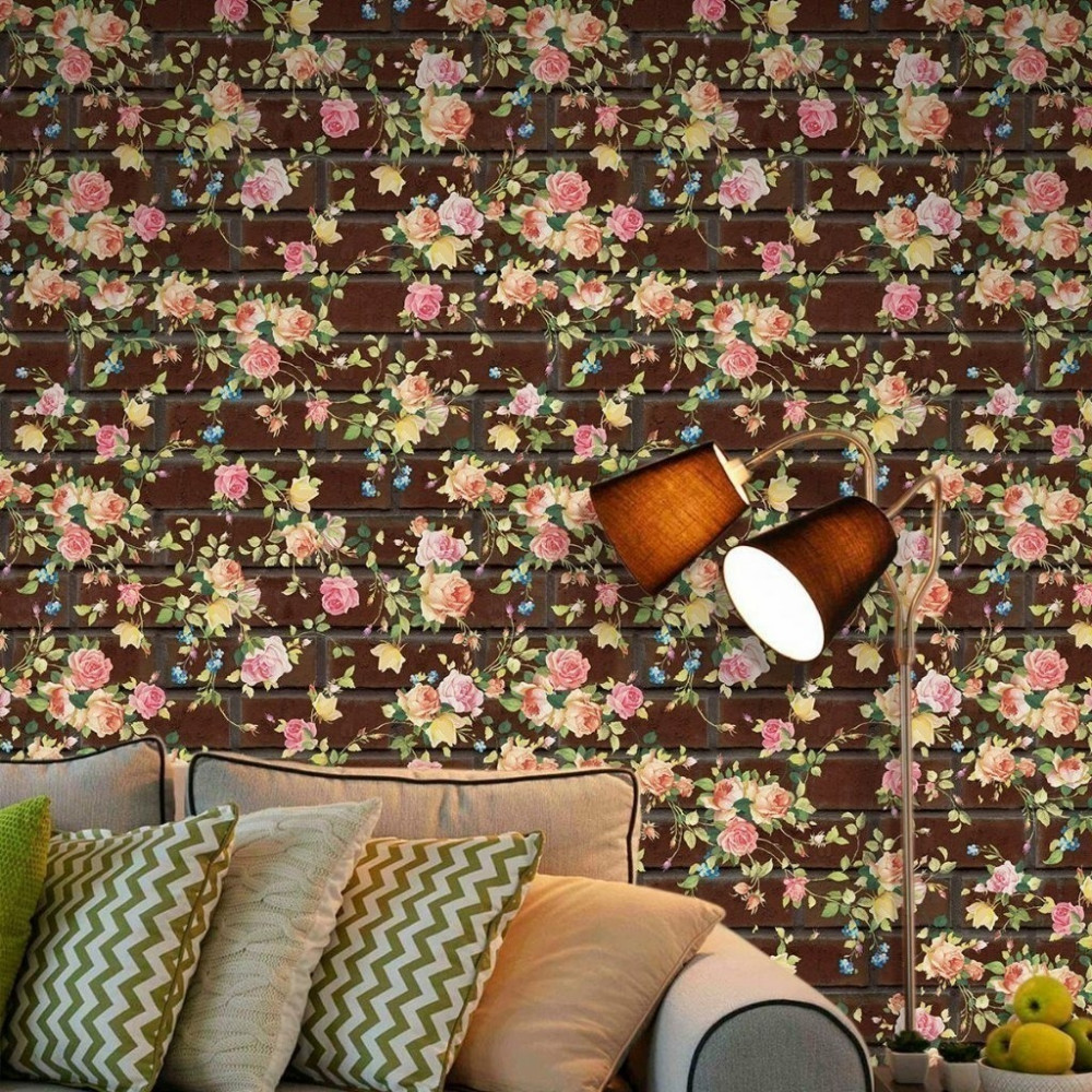 Papel de Parede Personalizado Tijolinho Floral