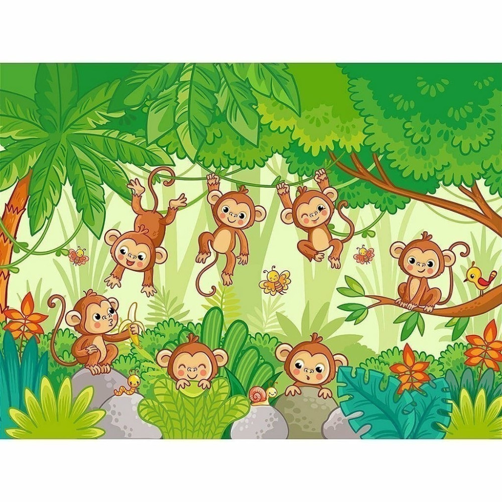 Papel de Parede Personalizado Macaquinhos Cute