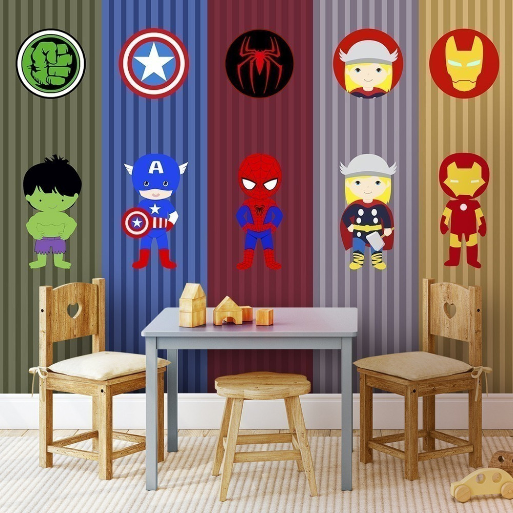 Papel De Parede Personalizado Heróis Marvel Baby