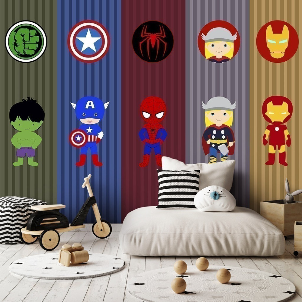 Papel De Parede Personalizado Heróis Marvel Baby