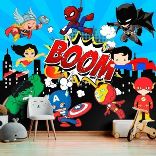 Papel De Parede Personalizado Super Heróis Baby Cute