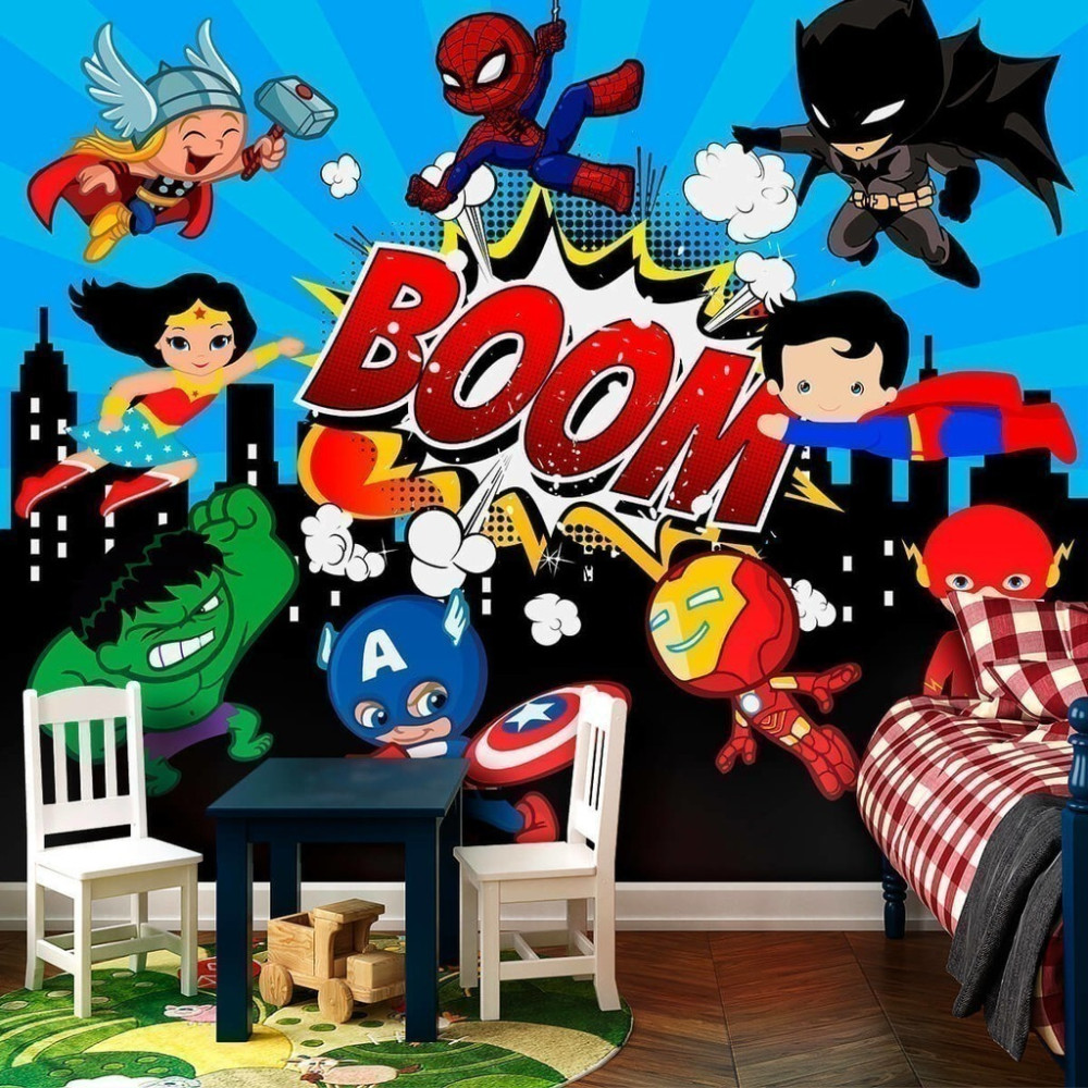 Papel De Parede Personalizado Super Heróis Baby Cute