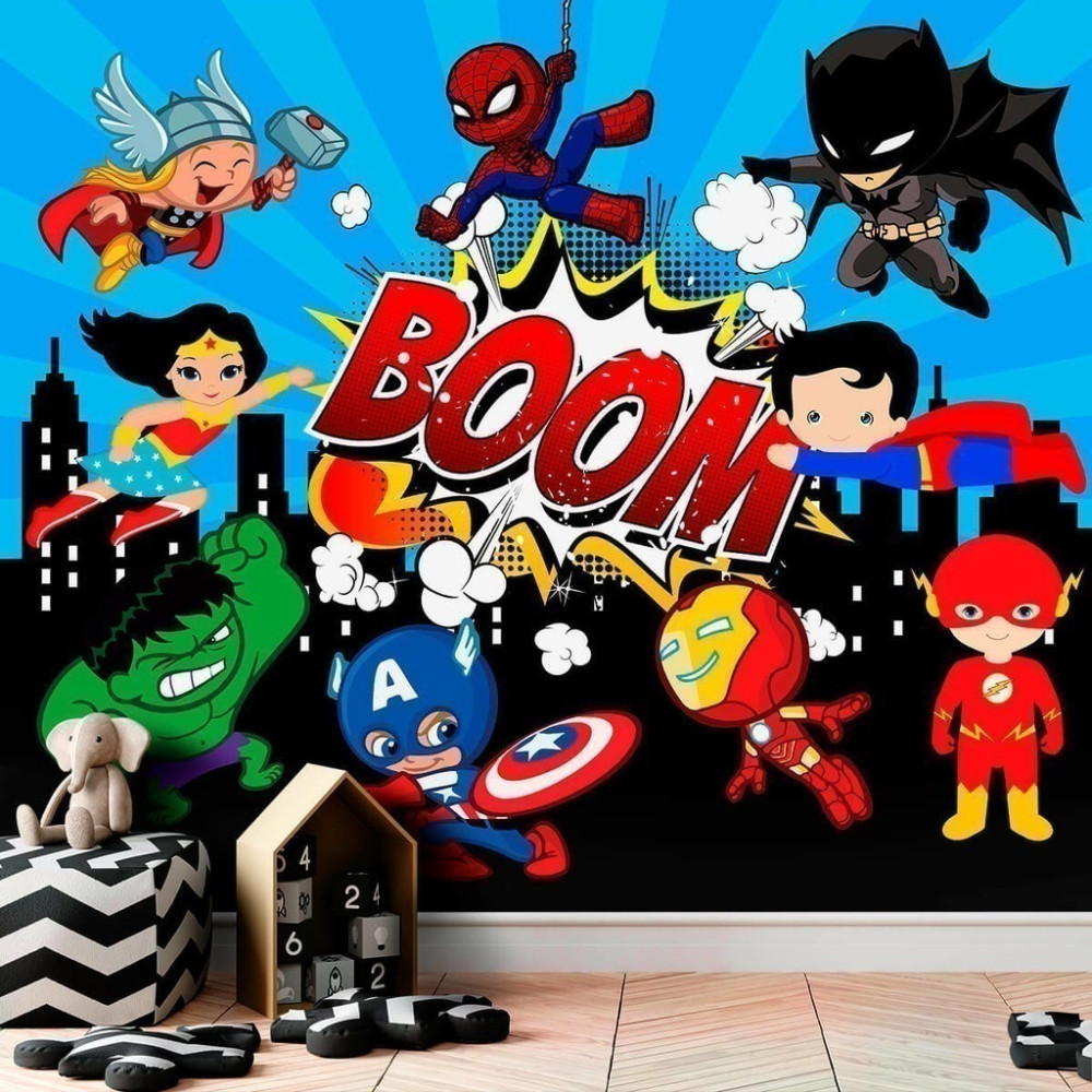 Papel De Parede Personalizado Super Heróis Baby Cute