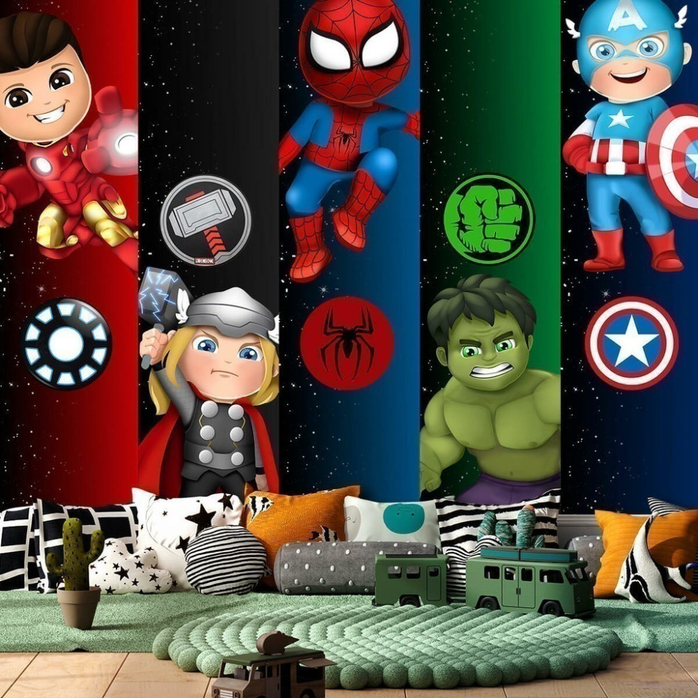 Papel De Parede Personalizado Heróis Marvel Cute