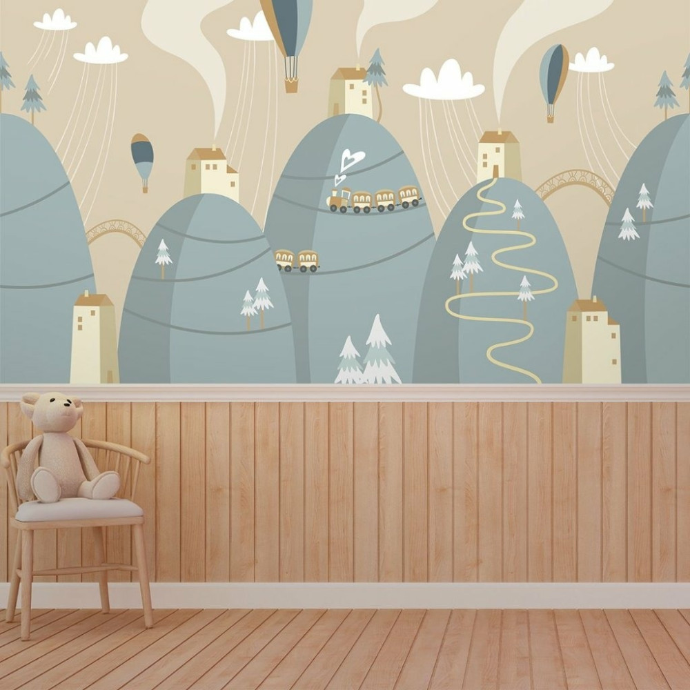 Papel de Parede Personalizado Trem Montanhas