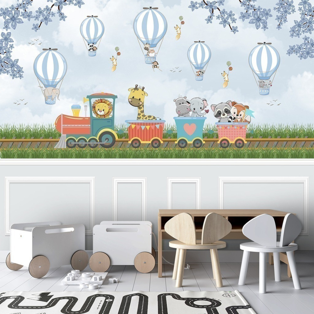 Papel De Parede Personalizado Animais No Trenzinho Cute