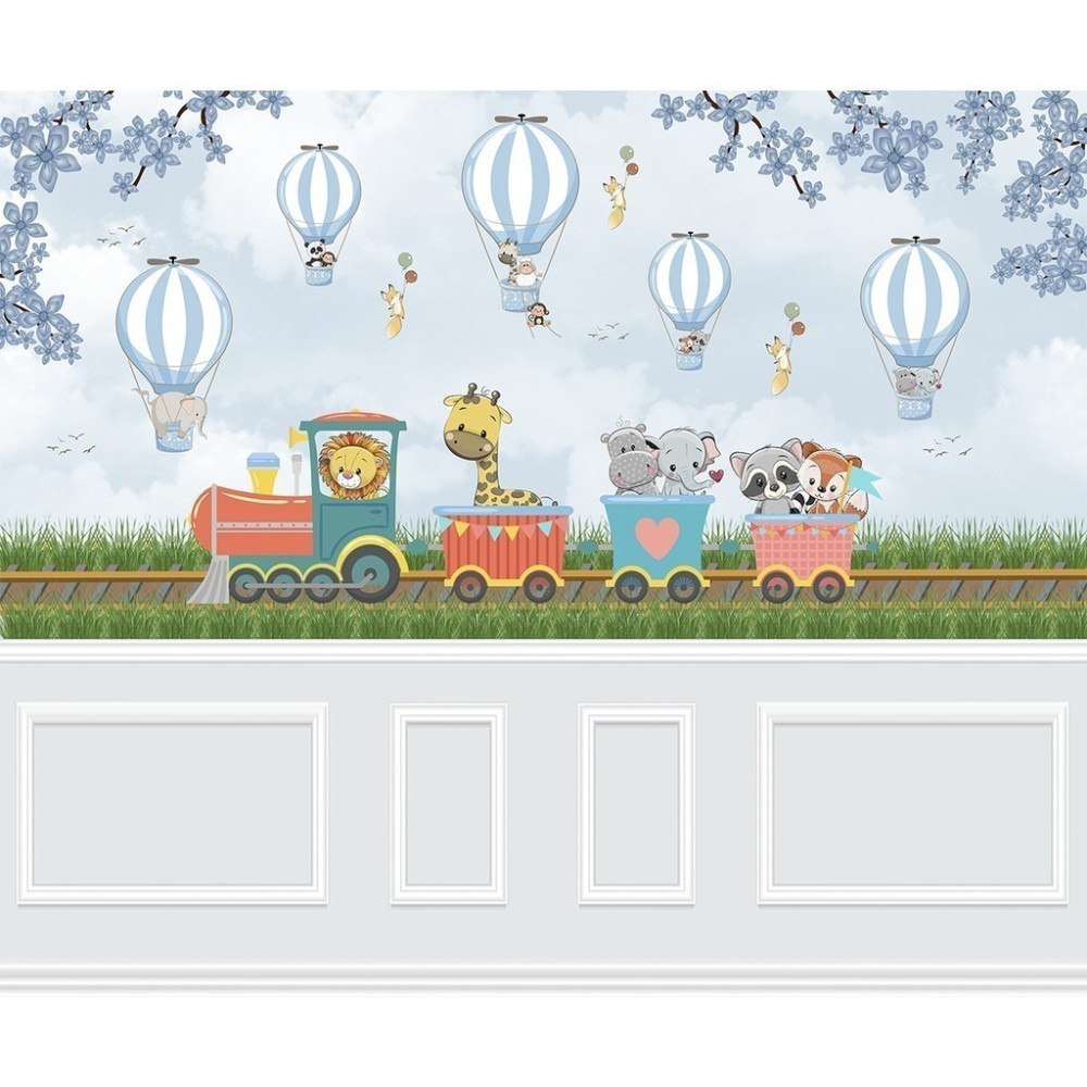 Papel De Parede Personalizado Animais No Trenzinho Cute