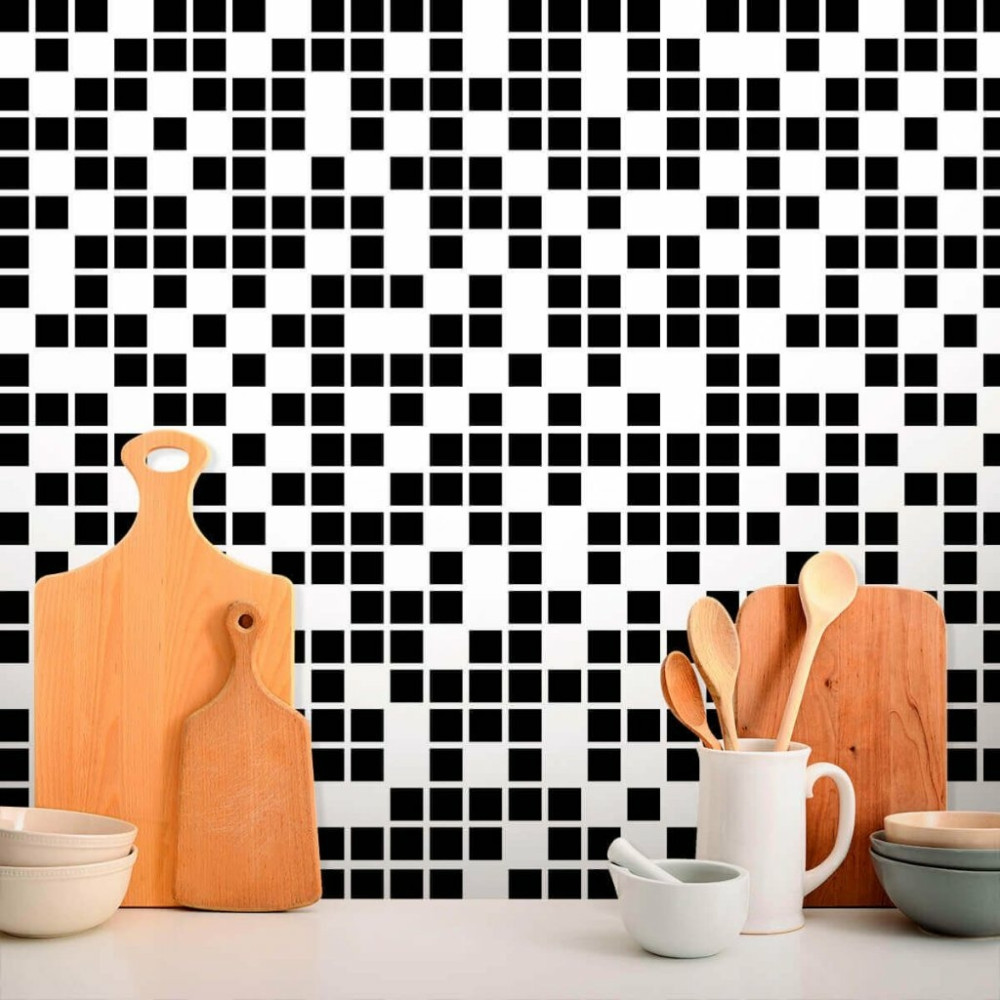 Papel de Parede Pastilhas Preto e Branco
