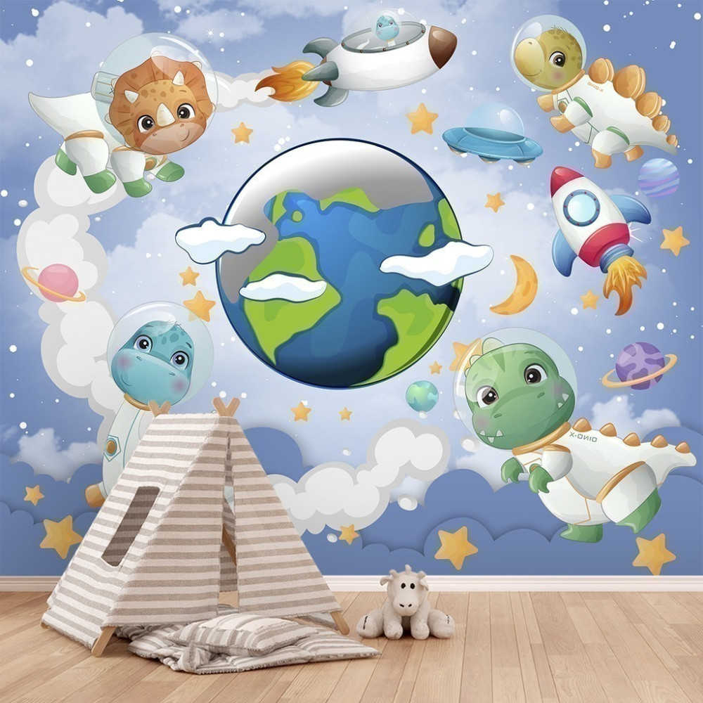 Papel De Parede Personalizado Dinossauros Cute