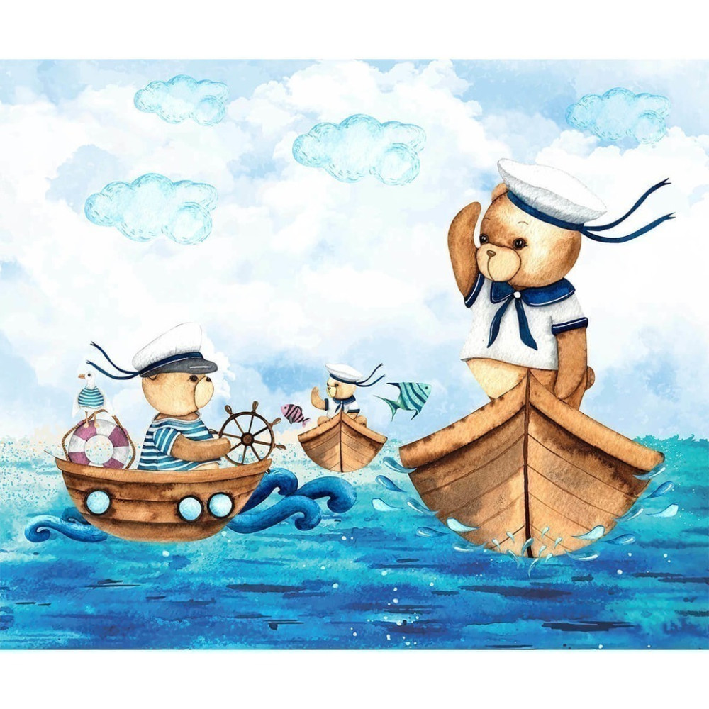 Papel De Parede Personalizado Ursinho Marinheiro Aquarela