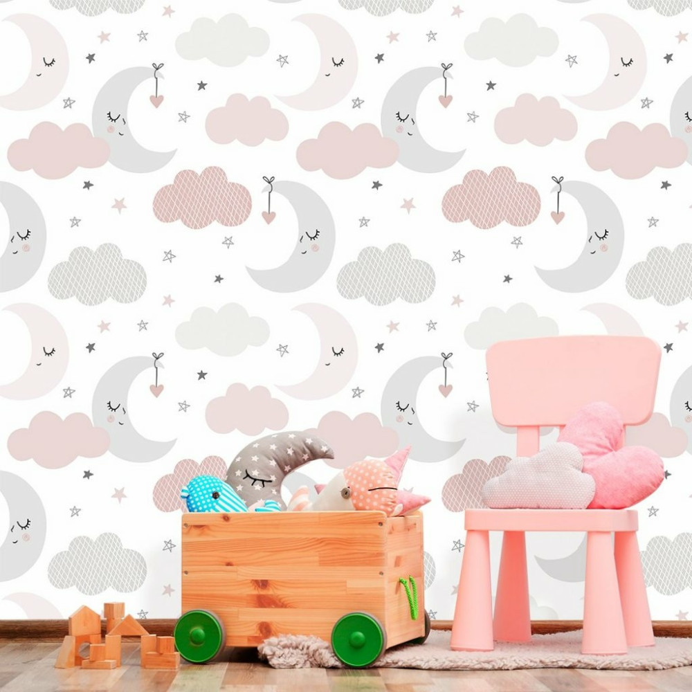 Papel de Parede Baby Nuvens com Lua