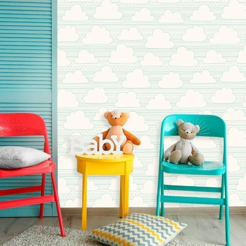 Papel de Parede Personalizado Nuvens Verdes