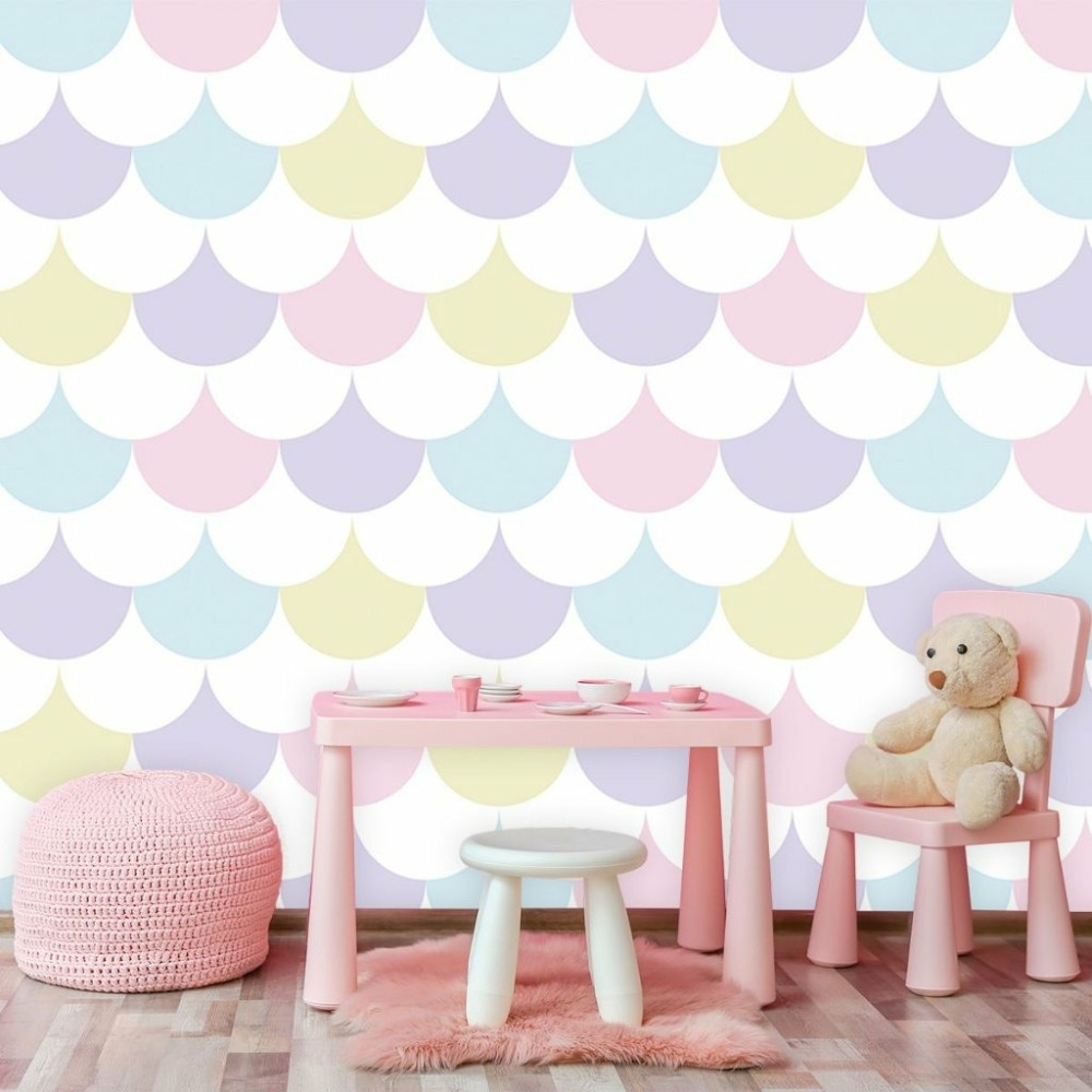 Papel De Parede Personalizado Escamas Tons Pastéis Papel De Parede Personalizado Escamas Tons Pastéis