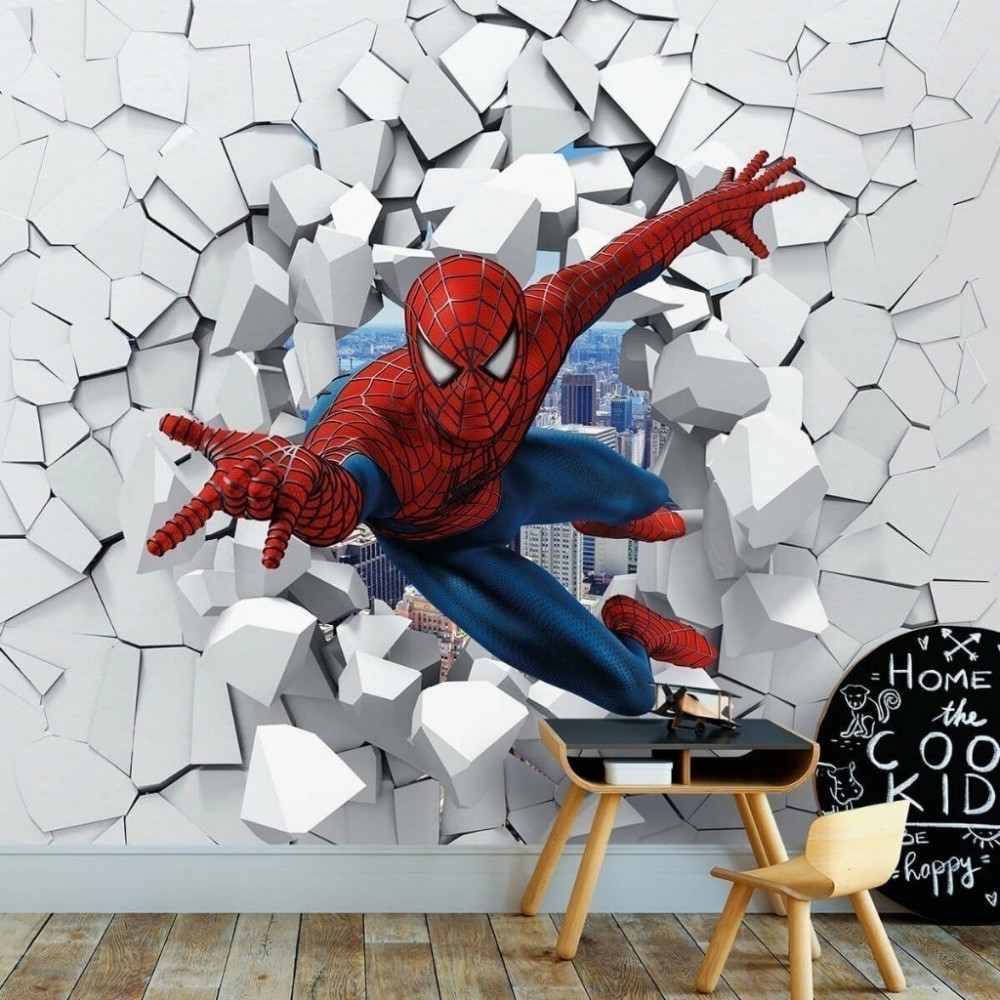 Papel De Parede Personalizado Homem-Aranha Marvel Buraco 3D