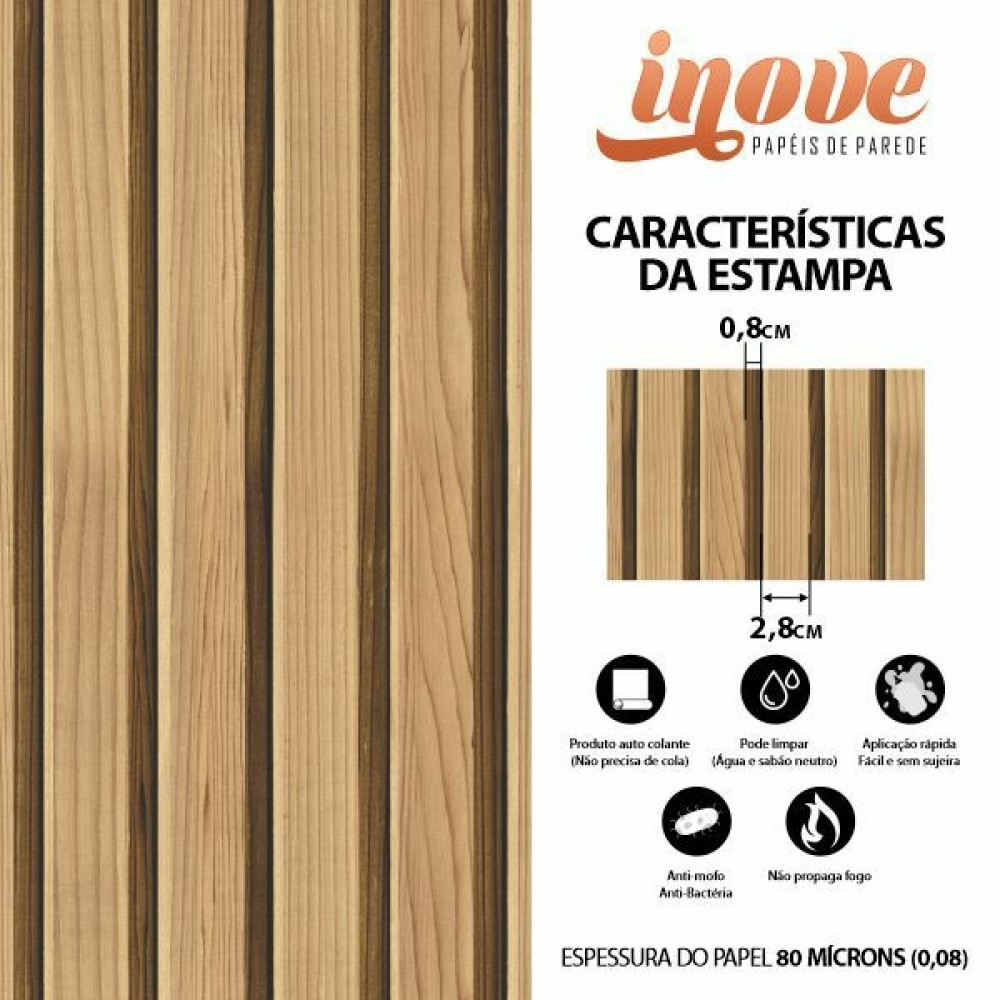 Papel de Parede Madeira Ripada Mascavo