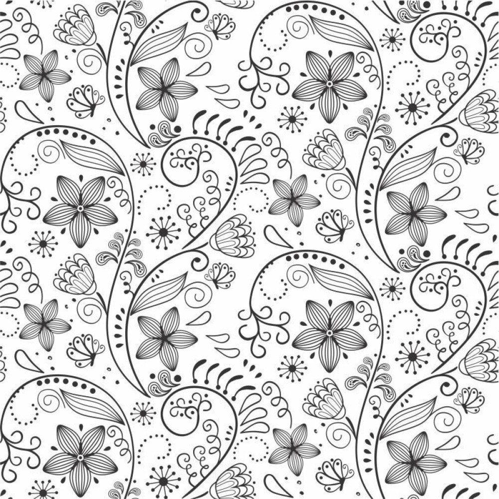 Papel de Parede Floral Branco e Preto