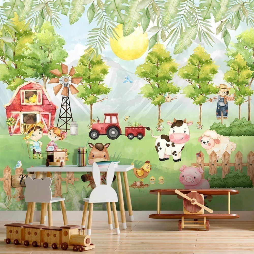 Papel De Parede Personalizado Fazendinha Cute