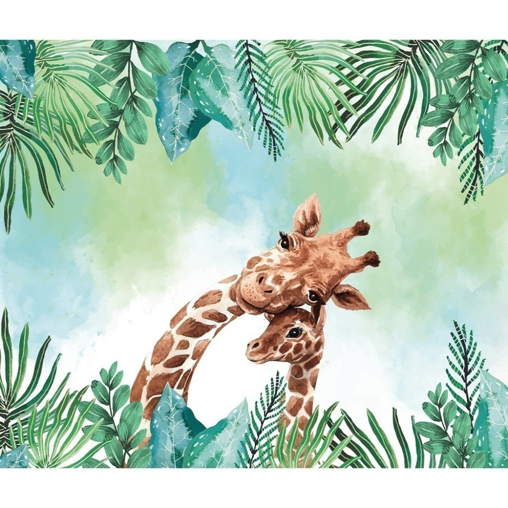 Papel De Parede Personalizado Girafinhas Fofas Em Aquarela
