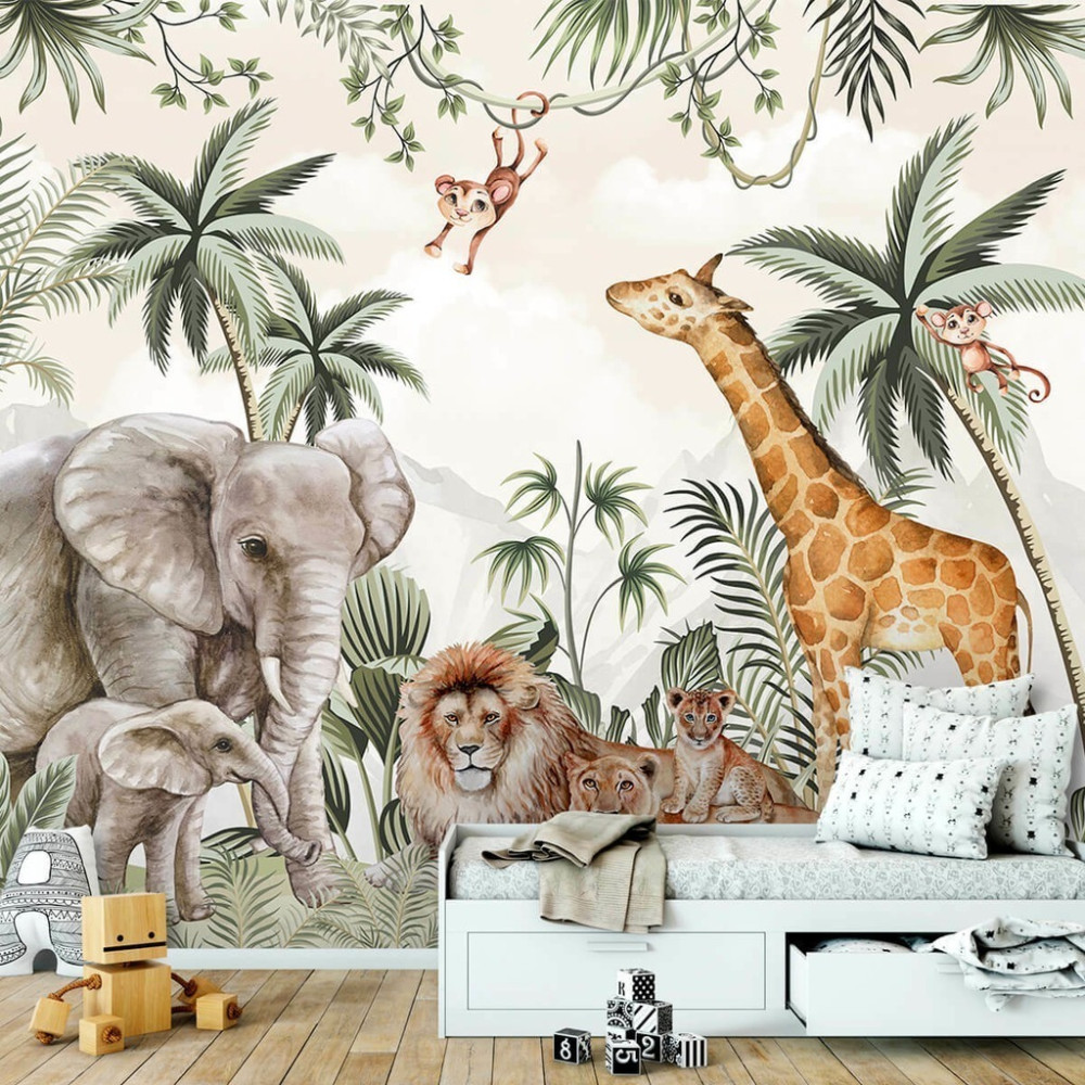 Papel De Parede Personalizado Animais Safari Na Selva