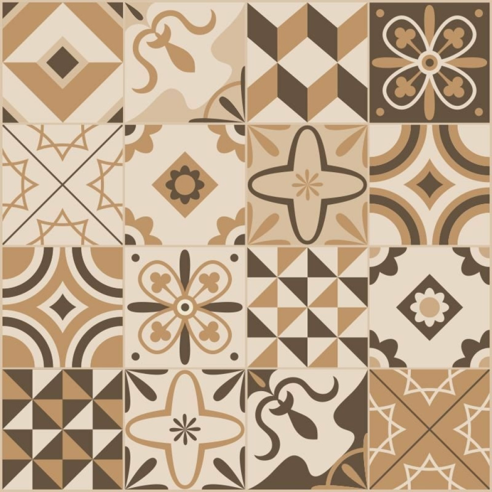 Adesivo de Azulejo Hidráulico Bege e Marrom
