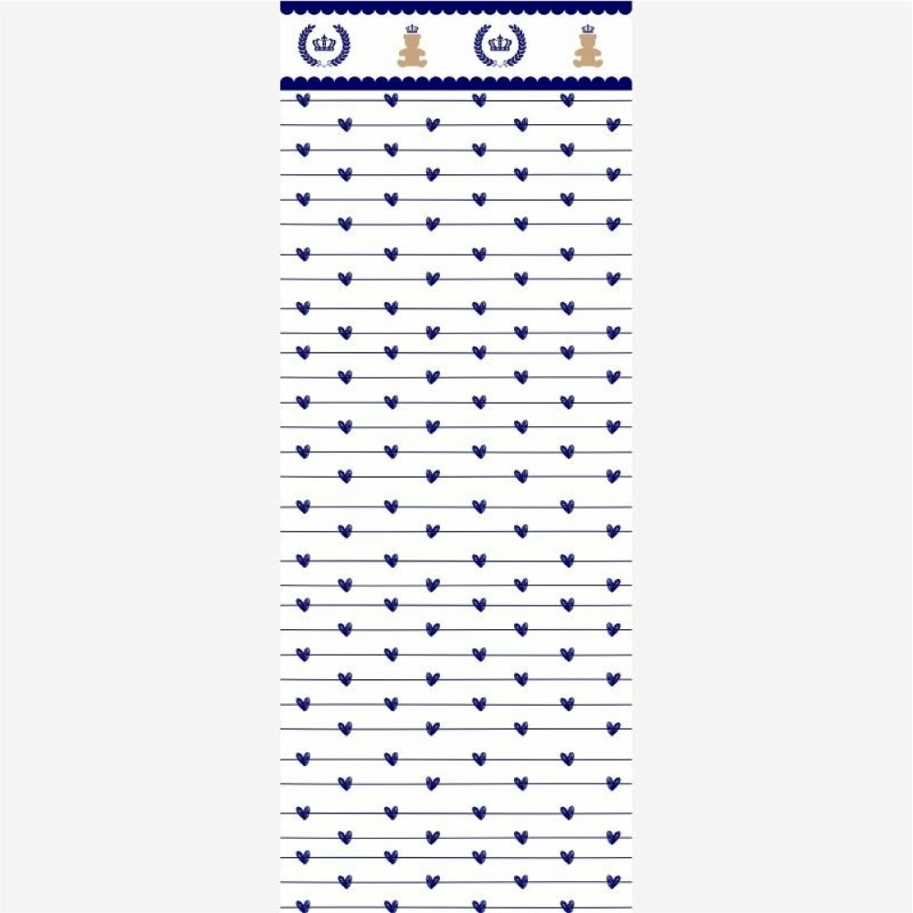 Papel de Parede Infantil Meia Parede Ursinho com Corações Azul