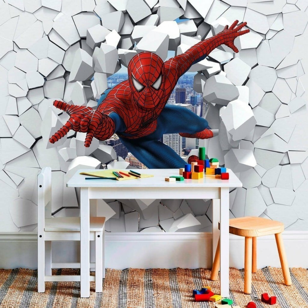 Papel De Parede Personalizado Homem-Aranha Marvel Buraco 3D