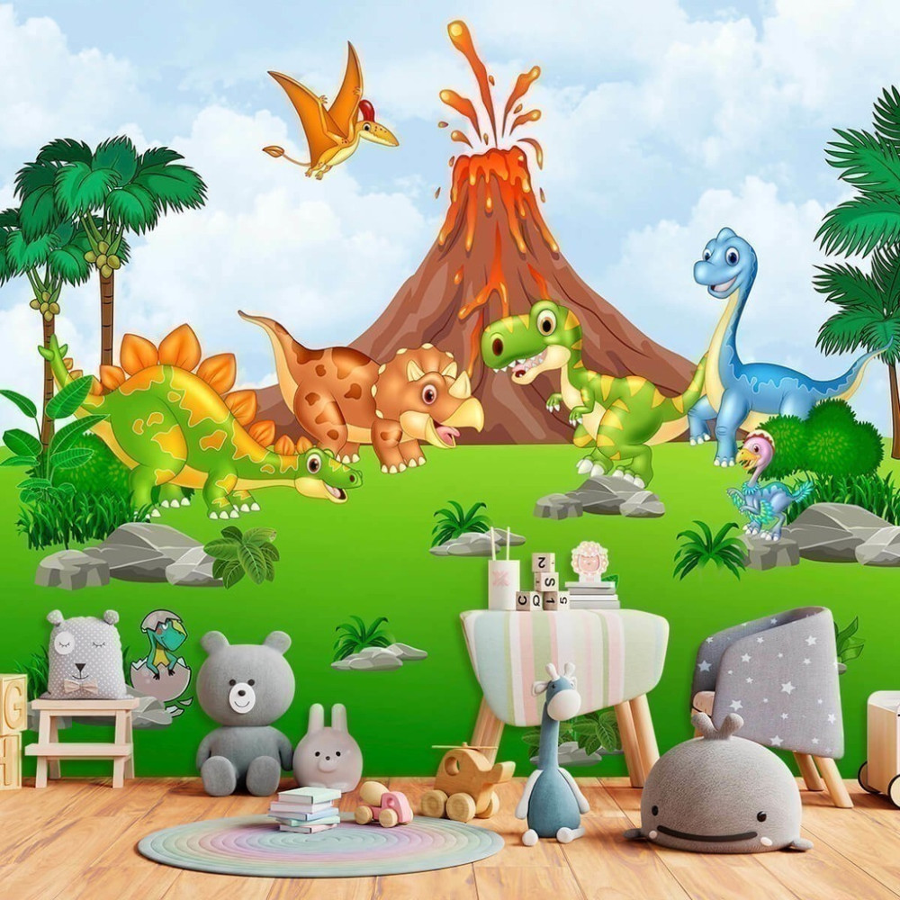 Papel De Parede Personalizado Dinossauros Amigos