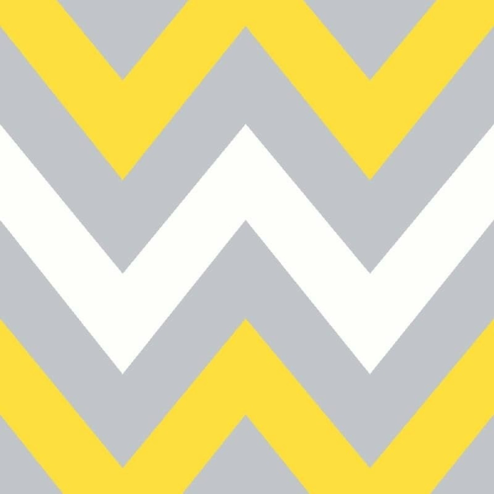 Papel de Parede Chevron Amarelo, Cinza e Branco