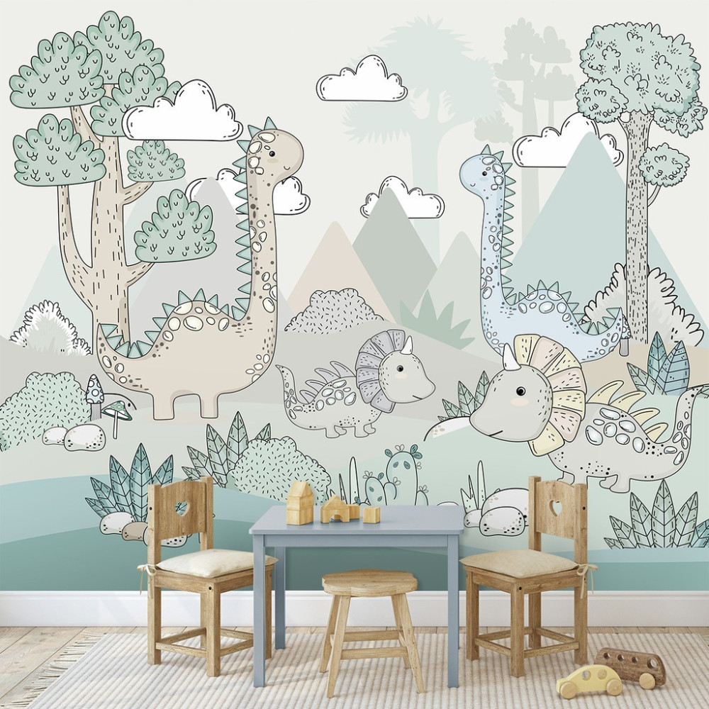 Papel De Parede Personalizado Dinossauros Baby