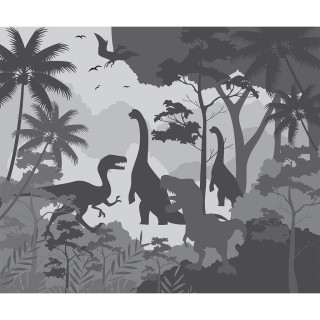 Papel De Parede Personalizado Floresta Dos Dinossauros Gray