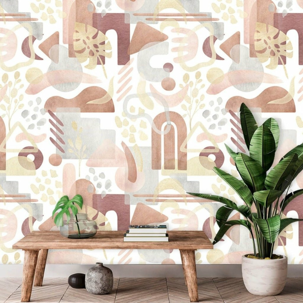 Papel De Parede Personalizado Formas Boho Aquarela Papel De Parede Personalizado Formas Boho Aquarela