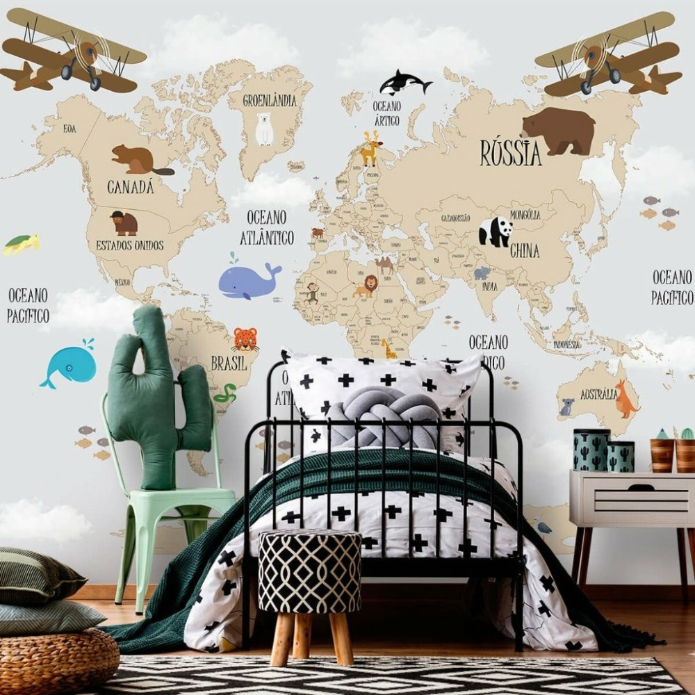 Papel De Parede Personalizado Mapa Múndi Bebê