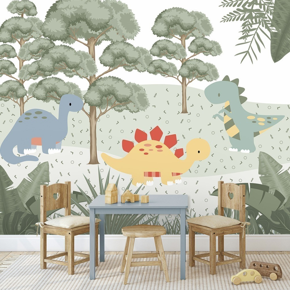 Papel De Parede Personalizado Floresta Dos Dinossauros Cute
