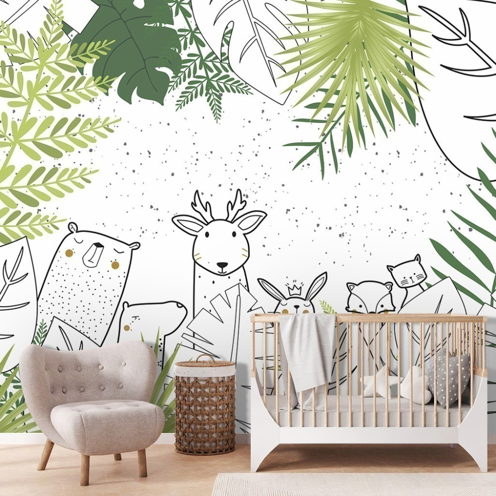 Papel De Parede Personalizado Desenho Bichinhos Da Floresta