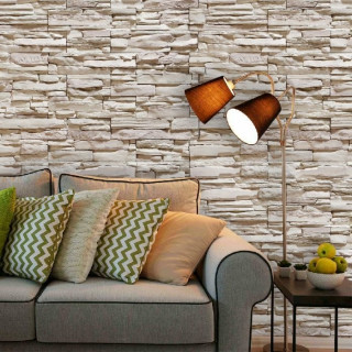 Papel de Parede Pedra em Tons Bege Claro