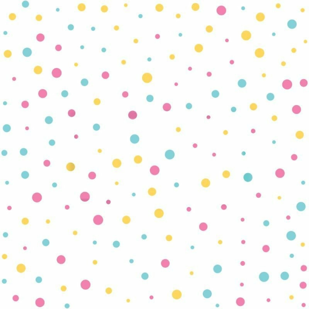 Papel de Parede Poá Amarelo, Rosa e Azul