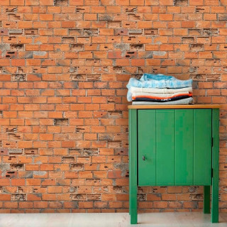 Papel de Parede Tijolinho Rústico em tons Alaranjados