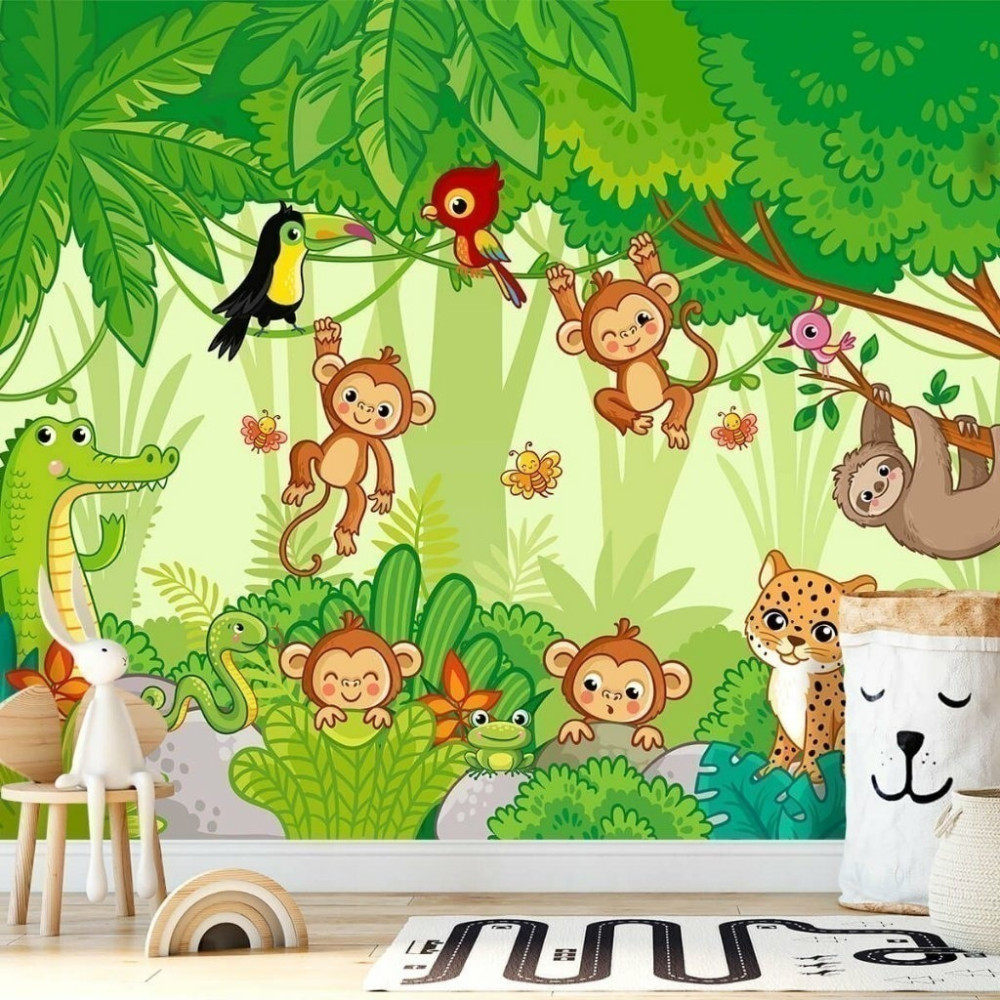 Papel de Parede Personalizado Fauna Tropical Cute