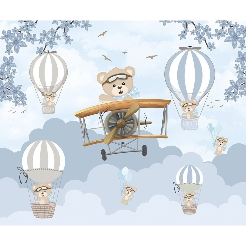 Papel De Parede Personalizado Ursinhos Fofos No Céu Papel De Parede Personalizado Ursinhos Fofos No Céu