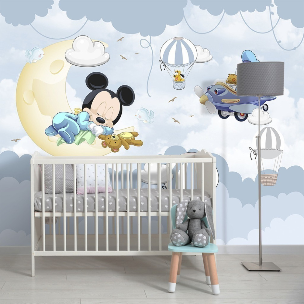 Papel De Parede Personalizado Mickey Na Lua