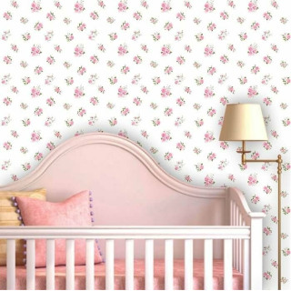 ​Papel de Parede Fundo Branco com Rosas