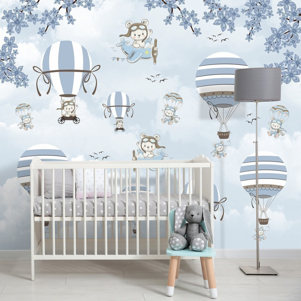 Papel De Parede Personalizado Ursinhos Aviadores Baby